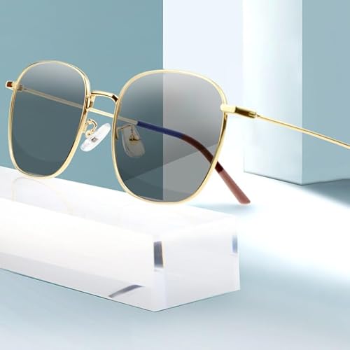 WInara Photochrome Presbyopie Sonnenbrillen, Pilotenbrille Lesebrille, Progressive Multifokus-Lesebrillen, Outdoor Sonnen-Leser (Color : Gold, Size : +3.00) von WInara