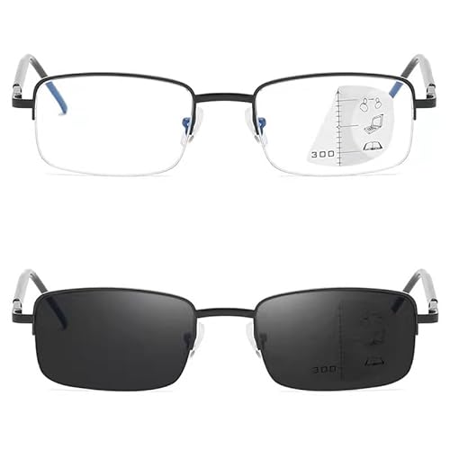 WInara Progressive Multifokus-Presbyopie-Sonnenbrille,Photochrome Lesebrille, Blaulicht-blockierende Brille, Anti-UV (Color : Black, Size : +2.00) von WInara