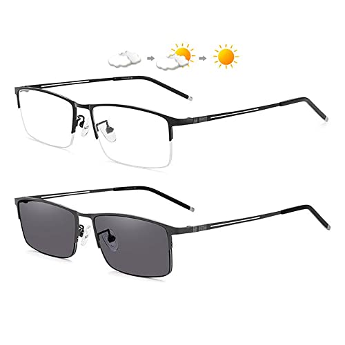 WInara Selbsttönende Sonnenbrille, Progressive Multifokus Lesebrille, Gleitsichtbrille Sehhilfe Lesehilfe UV400 Presbyopie Brille for Männer und Frauen (Color : Black, Size : +0.00) von WInara