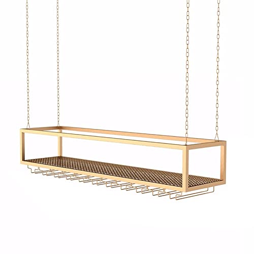 An der Decke hängendes Weinregal mit höhenverstellbarer Metalleisenkette, Aufbewahrungshalter für Weinflaschen aus Eisen für die Hausbar, an der Wand montierter Halter für Stielgläser in der An der Decke hängendes Weinregal mit höhenverstellbarer Metalleisenkette, Aufbewahrungshalter für Weinflaschen aus Eisen für die Hausbar, an der Wand montierter Halter für Stielgläser in der von WJDREPKHY