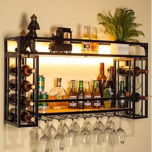 An der Wand montiertes Weinregal, schwebende Regale für die Bar mit Stielglasaufhänger, Weinlagerregal, an der Wand montiertes Weinpräsentationsregal für die Bar in der Küche und im Esszimme An der Wand montiertes Weinregal, schwebende Regale für die Bar mit Stielglasaufhänger, Weinlagerregal, an der Wand montiertes Weinpräsentationsregal für die Bar in der Küche und im Esszimme von WJDREPKHY
