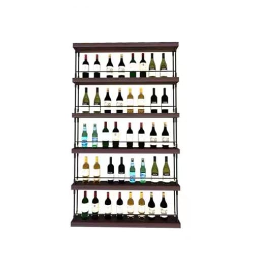 Hochwertiges, an der Wand montiertes Weinregal aus Metall mit LED-Licht – 5-stöckiges rustikales Flaschenregal aus Holz für die Hausbar – Multifunktionales Spirituosenregal aus Eisen zur Wan Hochwertiges, an der Wand montiertes Weinregal aus Metall mit LED-Licht – 5-stöckiges rustikales Flaschenregal aus Holz für die Hausbar – Multifunktionales Spirituosenregal aus Eisen zur Wan von WJDREPKHY