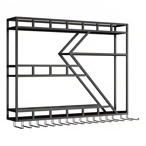 LED-Wand-Weinregal, große Barregale aus Metall, industrielles Schnapsflaschen-Präsentationsregal mit Weinglashalter – moderner schwebender Weinhalter aus Eisen für Zuhause, Bar, Café – Schwa LED-Wand-Weinregal, große Barregale aus Metall, industrielles Schnapsflaschen-Präsentationsregal mit Weinglashalter – moderner schwebender Weinhalter aus Eisen für Zuhause, Bar, Café – Schwa von WJDREPKHY