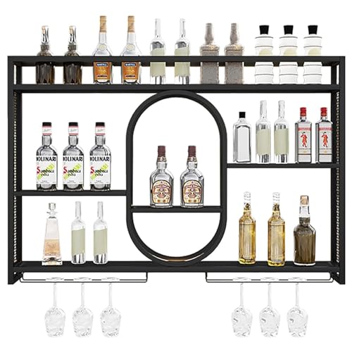 WJDREPKHY An der Wand montiertes Weinregal mit Stielglasregal, schwebende Barregale, Weinlagerregal für die Hausbar, Esszimmerküche (Größe: 100 x 15 x 80 cm) von WJDREPKHY
