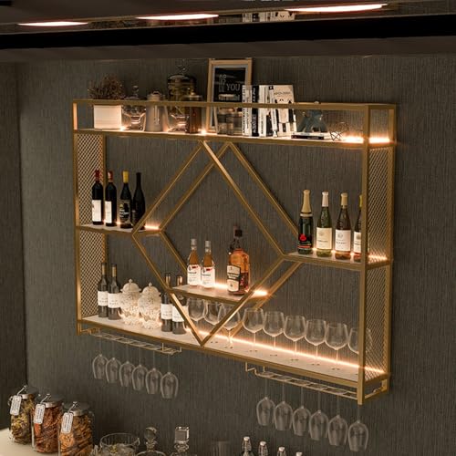 WJDREPKHY Modernes LED-Weinregal aus Metall zur Wandmontage mit Weinglashalter – schwebende Barregale für Spirituosen an der Wand in Hausbars und Küchen WJDREPKHY Modernes LED-Weinregal aus Metall zur Wandmontage mit Weinglashalter – schwebende Barregale für Spirituosen an der Wand in Hausbars und Küchen von WJDREPKHY
