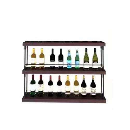 WJDREPKHY Rustikales, an der Wand montiertes Spirituosenregal mit LED-Licht und 2 Ebenen – Weinregal aus Metall für die Hausbar – Flaschenregale aus Holz für multifunktionale Aufbewahrung WJDREPKHY Rustikales, an der Wand montiertes Spirituosenregal mit LED-Licht und 2 Ebenen – Weinregal aus Metall für die Hausbar – Flaschenregale aus Holz für multifunktionale Aufbewahrung von WJDREPKHY