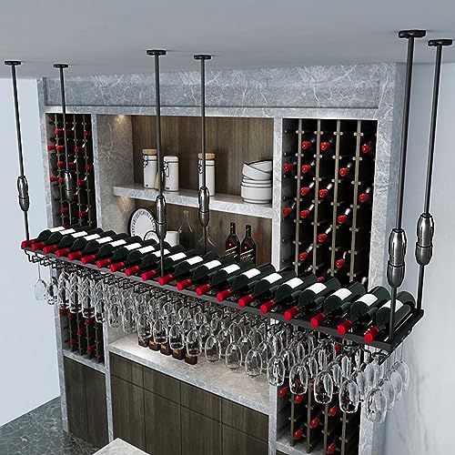 WJDREPKHY Weinglas-Aufhänger, Hängendes Weinregal, Flaschenhalter aus Eisen, Weinregal, Platzsparend, Höhenverstellbar, Schraubbefestigung, Für Die Lagerung Von Gläsern Mit Langem Stiel von WJDREPKHY