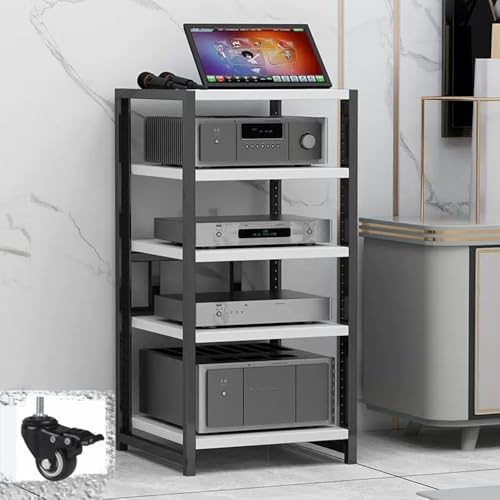 WJFTODAY AV-Medienständer mit Rad-Audio-Rack, verstellbare Regale, Eckregal – Aufbewahrunerstellbare Regale, Eckregal – Aufbewahrungslösung für Videospielkonsolen und Stereoanlagen in Aufnahmestudios WJFTODAY AV-Medienständer mit Rad-Audio-Rack, verstellbare Regale, Eckregal – Aufbewahrunerstellbare Regale, Eckregal – Aufbewahrungslösung für Videospielkonsolen und Stereoanlagen in Aufnahmestudios von WJFTODAY