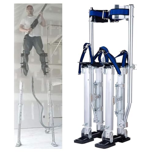 WJFTODAY Arbeitsstelzen, Schwarze Trockenbaustelzen, Aluminium-Werkzeugstelzen, Polster, Polster, tragbar, verstellbar für Maler, Spaziergänge, Malerarbeiten, Obstgartenpflücken, Arbeiten in der Höhe von WJFTODAY