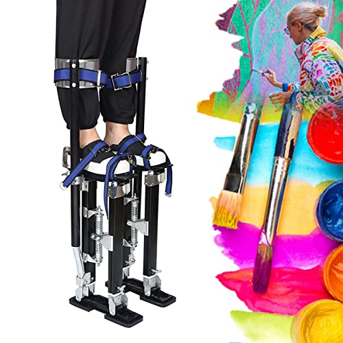 WJFTODAY Arbeitsstelzen mit Beinbändern, Wandmalerstelzen und Verputzlifte für drinnen unte für drinnen und draußen, Aluminium-Trockenbaustelzen mit Höhenverstellung/Gummi, 2 Farben/3, 60 cm – 102 cm von WJFTODAY