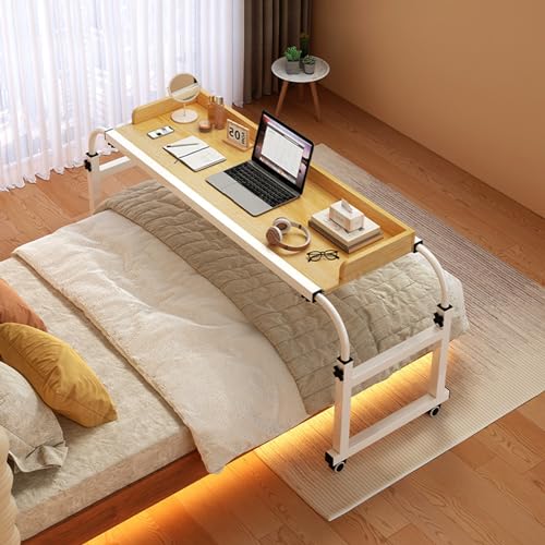WJFTODAY Überbetttisch mit Rollen, Überbettschreibtisch, ausziehbarer Rollbetttisch, höhen- und längenverstellbarer mobiler Tisch, mobiler Queensize-Betttisch, für Krankenhaus und Zuhause (Farbe: Eic WJFTODAY Überbetttisch mit Rollen, Überbettschreibtisch, ausziehbarer Rollbetttisch, höhen- und längenverstellbarer mobiler Tisch, mobiler Queensize-Betttisch, für Krankenhaus und Zuhause (Farbe: Eic von WJFTODAY