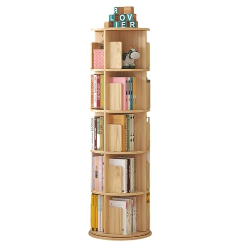 Bücherregal mit 5 Etagen, 360° drehbar, stapelbare Regale, Bücherregal-Organizer, kleines Bücherregal für kleinen Raum, bodenstehendes Bücherregal (Color : B, S : 46 * 159cm) von WJFU