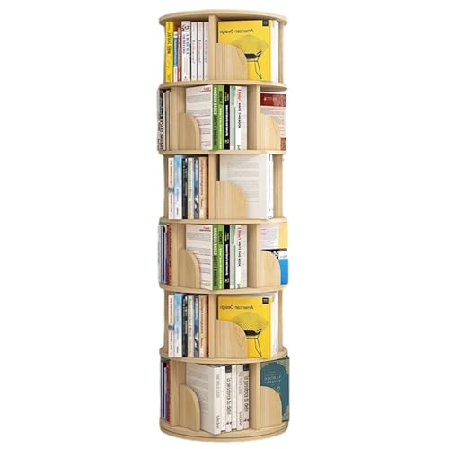 Rotierendes Bücherregal, drehbares Bücherregal, drehbares Bücherregal, 360-Grad-Bücherregale, Bodenständer, drehbarer Ausstellungsturm, stapelbar, rund, für Kinder (Color : Oak, S : 46 * 191 cm) von WJFU