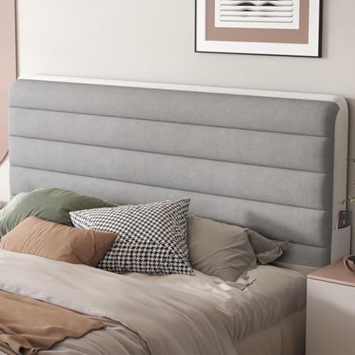 Universeller Bett-Kopfteilbezug, verdickter, kratzfester und staubdichter Kopfteilbezug for Doppelbetten, waschbarer, elastischer Schutzbezug for die Schlafzimmerdekoration(Grey,220cm(86inch)) von WJHDWYD