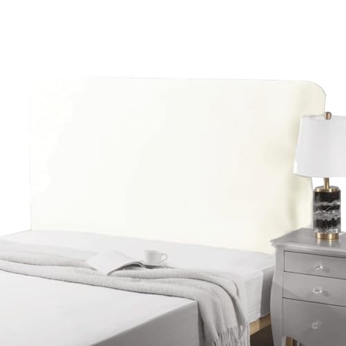 WJHDWYD Elastischer Kopfteilbezug for Polster-/Holz-/Lederbett. Kopfteilbezug for Einzelbett, Doppelbett, rechteckiger/leicht Abgerundeter Kopfteilbezug, Bettschutz(Bianco,150-170cm) von WJHDWYD