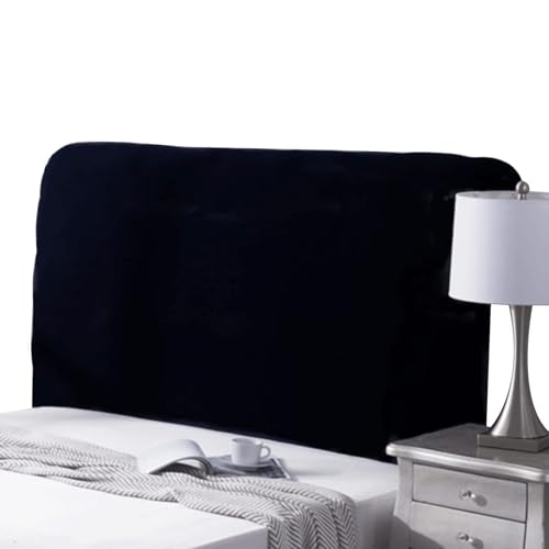 WJHDWYD Elastischer Kopfteilbezug for Polster-/Holz-/Lederbett. Kopfteilbezug for Einzelbett, Doppelbett, rechteckiger/leicht Abgerundeter Kopfteilbezug, Bettschutz(Black,180-200cm) von WJHDWYD