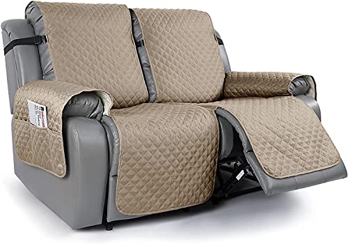 WJHDWYD Relaxsofa-Bezug, 1-teilig, rutschfest, Sofabezug for Relaxsofas, wasserabweisend, 2-Sitzer-Sofabezug for 2 Kissen, gesteppter Möbelschutz(Cammello) von WJHDWYD
