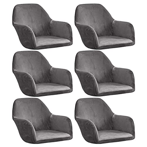 WJHDWYD Samt Sesselbezug Elastische Stuhlhussen mit Armlehnen Universal 1/2/4/6 Stück Stuhlhussen Sessel Schonbezug for Büro Esszimmer Küche Moderne Stuhlhussen(Grigio Grigio,6 pezzi) von WJHDWYD