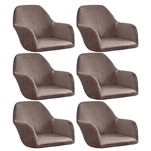 WJHDWYD Samt Sesselbezug Elastische Stuhlhussen mit Armlehnen Universal 1/2/4/6 Stück Stuhlhussen Sessel Schonbezug for Büro Esszimmer Küche Moderne Stuhlhussen(Tortora,6 pezzi) von WJHDWYD