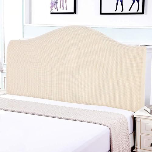 WJHDWYD Stretch-Bett-Kopfteil-Bezug, All-Inclusive-Staubdichter Bett-Kopfteil-Bezug, verdickter Weichkorallen-Fleece-Bett-Kopfteil-Bezug(Beige,90cm) von WJHDWYD