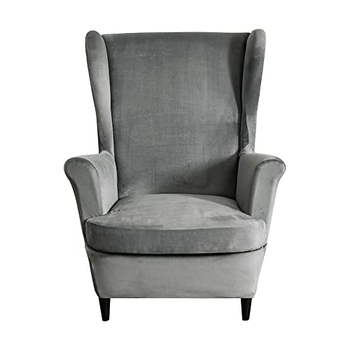 WJHDWYD Stretch-Bezüge for Ohrensessel, 1-Sitzer-Bezüge for Ohrensessel, 2-teilige Bezüge for Ohrensessel(Gris) von WJHDWYD