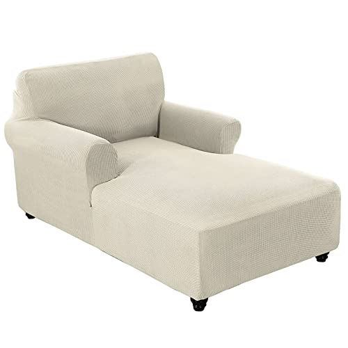 WJHDWYD Stretch-Chaiselongue-Bezug, doppelte Armlehnen for Wohnzimmer, Doppelarmlehne, Chaiselongue-Bezug, Chaiselongue-Bezug(Beige) von WJHDWYD