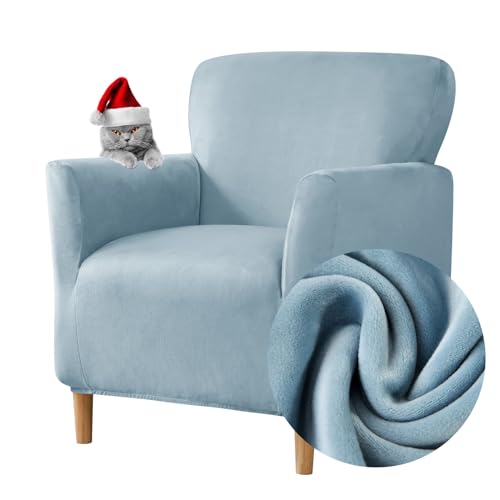 WJHDWYD Stretch-Sesselbezug 1-Sitzer, Samt-Clubsesselbezug, waschbar, Chesterfield-Sesselbezug, Sesselschutz for Wohnzimmer, Wanne, Stuhl, Sofa(Azul) von WJHDWYD
