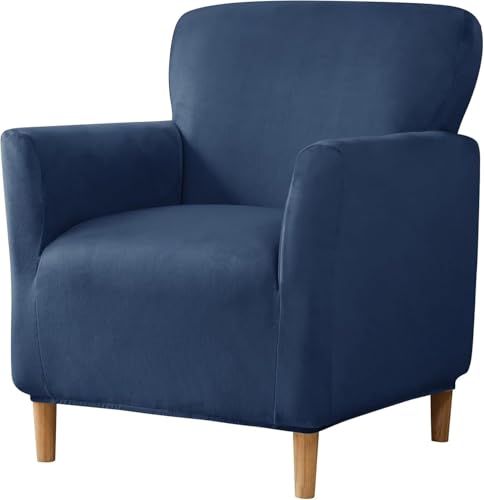 WJHDWYD Stretch-Sesselbezug 1-Sitzer, Samt-Clubsesselbezug, waschbar, Chesterfield-Sesselbezug, Sesselschutz for Wohnzimmer, Wanne, Stuhl, Sofa(Azul Marino) von WJHDWYD