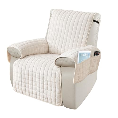 WJHDWYD Universal-Bezug for Relaxsessel, 1-Sitzer-Sesselbezug mit Taschen und Gummizug, Sesselbezug - Fleck- und Kratzschutz, waschbar(Beige,53 * 190cm) von WJHDWYD