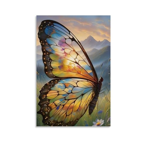 WJHJZQYY Ätherischer Schmetterling, Wanddekoration, bunte Schönheit in der Natur, Kunst für Zuhause, dekoratives Wandbild, modernes Kunstposter, 30 x 45 cm von WJHJZQYY