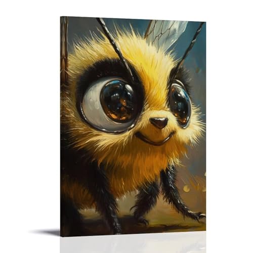 WJHJZQYY Bezaubernde Bienen-Wanddekoration, bezaubernde Plüsch-Illustration für Zuhause, dekoratives Wandbild, modernes Kunstposter, 20 x 30 cm von WJHJZQYY
