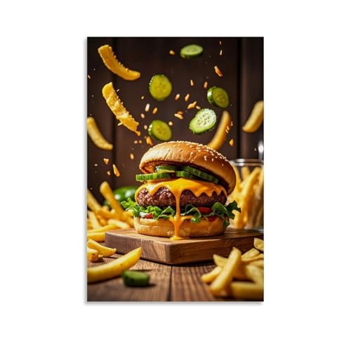 WJHJZQYY Burger Delight Wandkunst, Dekoration, dekoratives Wandbild, modernes Kunstposter, 40 x 60 cm von WJHJZQYY