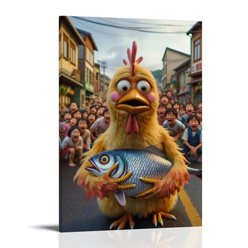 WJHJZQYY ChickenFish Street Parade Wandkunst, Dekoration, dekoratives Wandbild, modernes Kunstposter, 60 x 90 cm WJHJZQYY ChickenFish Street Parade Wandkunst, Dekoration, dekoratives Wandbild, modernes Kunstposter, 60 x 90 cm von WJHJZQYY