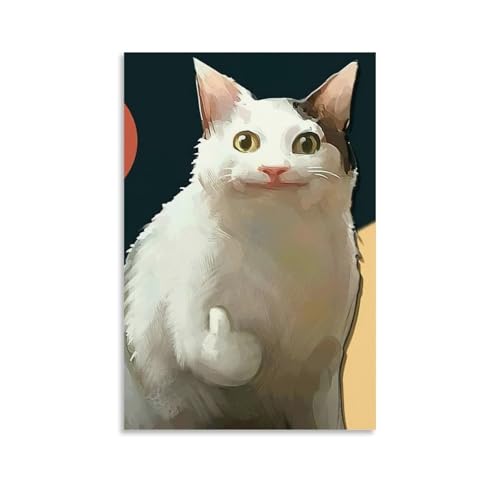 WJHJZQYY Dekorativer Kunstdruck auf Leinwand, Motiv: weiße Katze, für Zuhause, dekoratives Wandbild, modernes Kunstposter, 20 x 30 cm von WJHJZQYY