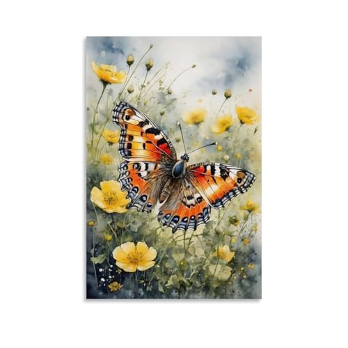WJHJZQYY Elegante Schmetterlings-Wanddekoration, eine schöne Mischung aus Kunst und Natur für Zuhause, dekoratives Wandbild, modernes Kunstposter, 40 x 60 cm von WJHJZQYY