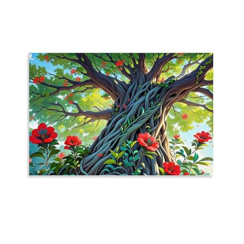 WJHJZQYY Eleganter Baum des Lebens, Wanddekoration, majestätische Waldkunst für Zuhause, dekoratives Wandbild, modernes Kunstposter, 50 x 75 cm von WJHJZQYY