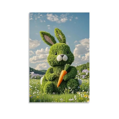 WJHJZQYY Frühlingsblütenhasen-Wanddekoration, ein Hauch von Natur für Ihr Zuhause, dekoratives Wandbild, modernes Kunstposter, 20 x 30 cm von WJHJZQYY