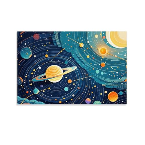 WJHJZQYY Galactic Dreams Kosmische Wandkunst, Dekor, dekoratives Wandbild, modernes Poster, 60 x 90 cm von WJHJZQYY