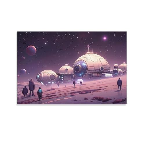 WJHJZQYY Galactic Haven Wanddekoration, Sternraumschiffe und kosmische Odyssey, Kunstdruck für elegante Häuser, dekoratives Wandbild, modernes hängendes Kunstposter, 50 x 75 cm von WJHJZQYY