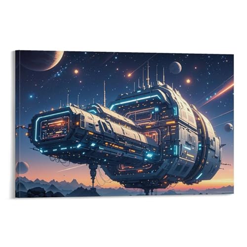 WJHJZQYY Galactic Odyssey Stellar Raumschiff Wanddekoration, dekoratives Wandbild, modernes Kunstposter, 20 x 30 cm von WJHJZQYY