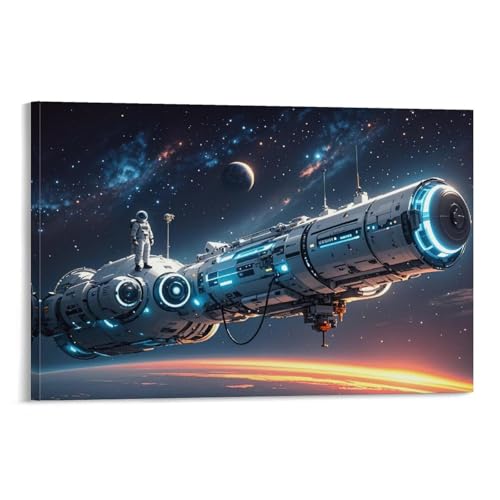WJHJZQYY Galaktische Voyager-Wanddekoration, Raumschiff und Astronauten-Kunstdruck für atemberaubende Heimdekoration, dekoratives Wandbild, modernes hängendes Kunstposter, 30 x 45 cm von WJHJZQYY
