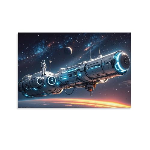 WJHJZQYY Galaktische Voyager-Wanddekoration, kosmisches Raumschiff und Astronauten-Kunstdruck, dekoratives Wandbild, modernes hängendes Kunstposter, 30 x 45 cm von WJHJZQYY
