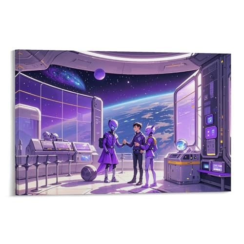 WJHJZQYY Galaktischer Kosmos Wanddekoration, interstellare Freundschaft, Kunstdruck, dekoratives Wandbild, modernes hängendes Kunstposter, 60 x 90 cm von WJHJZQYY