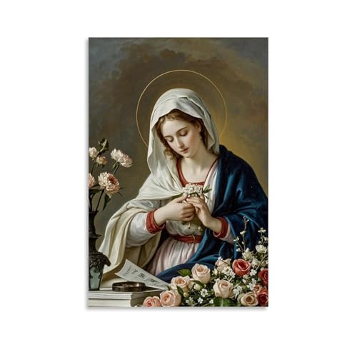 WJHJZQYY Klassische christliche Wandkunst, Motiv: Merry Mary, dekoratives Wandbild, modernes Poster, 50 x 75 cm von WJHJZQYY