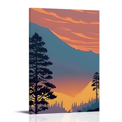 WJHJZQYY Kunstdruck auf Leinwand, Motiv: Sonnenuntergang, Berge, dekoratives Wandbild, modernes Poster, 50 x 75 cm von WJHJZQYY