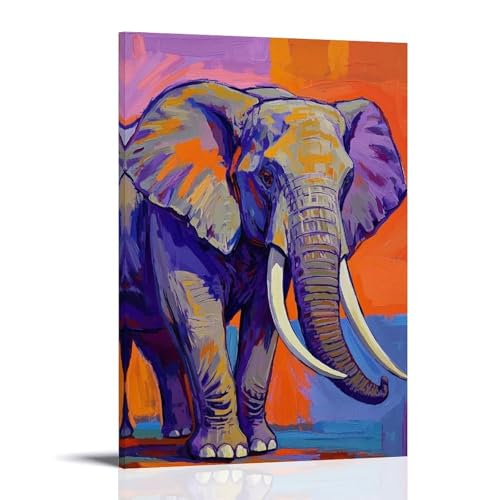 WJHJZQYY Lebendiger Elefanten-Kunstdruck, bunte Wanddekoration für Zuhause, dekoratives Wandbild, modernes hängendes Kunstposter, 20 x 30 cm von WJHJZQYY