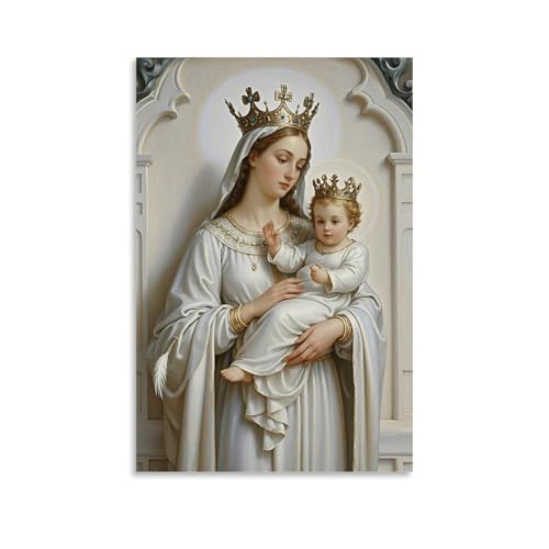 WJHJZQYY Leinwanddruck, Motiv: Majestätische Madonna und Kind, dekoratives Wandbild, modernes Kunstposter, 20 x 30 cm von WJHJZQYY
