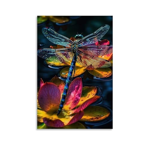 WJHJZQYY Magische Libellen-Wandkunst, Dekoration, dekoratives Wandbild, modernes Kunstposter, 30 x 45 cm von WJHJZQYY