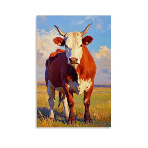 WJHJZQYY Majestätische rot-weiße Kuh-Wandkunst, Dekoration, dekoratives Wandbild, modernes Kunstposter, 40 x 60 cm WJHJZQYY Majestätische rot-weiße Kuh-Wandkunst, Dekoration, dekoratives Wandbild, modernes Kunstposter, 40 x 60 cm von WJHJZQYY