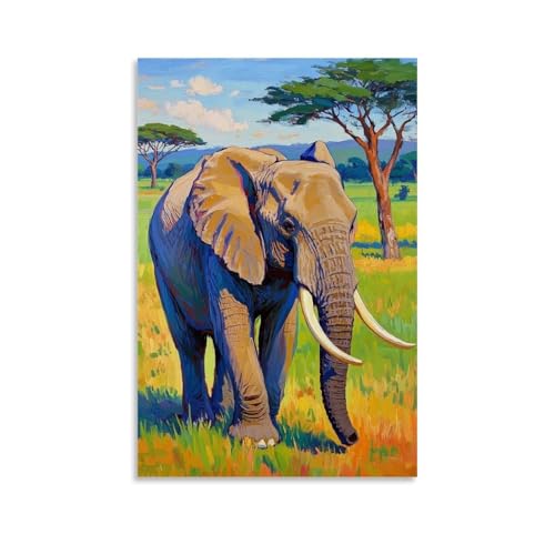 WJHJZQYY Majestätischer Elefant, Wandkunst, eine atemberaubende Tierwelt, Leinwand für Heimdekoration, dekoratives Wandbild, modernes Kunstposter, 50 x 75 cm von WJHJZQYY
